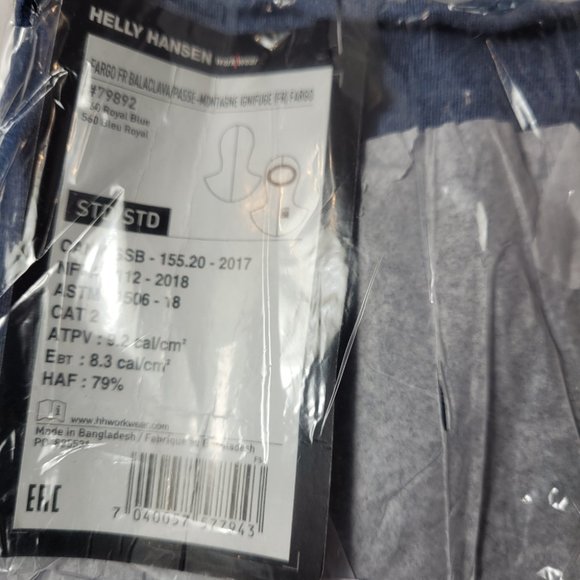NWT Helly Hansen Workwear Fargo Flame Resistant Balaclava Royal Blue - Picture 4 of 10